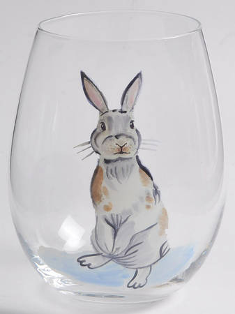 Elegant Gray Bunnies Glassware Stemless Wine