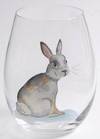 Elegant Gray Bunnies Glassware Stemless Wine