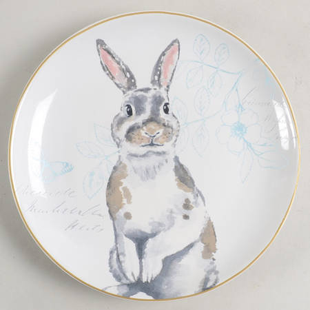Elegant Gray Bunnies Salad/Dessert Plate