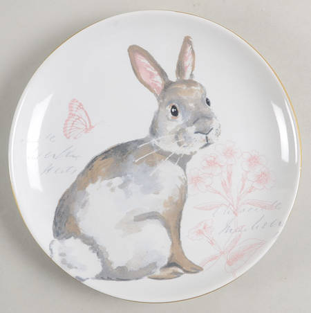 Elegant Gray Bunnies Salad/Dessert Plate