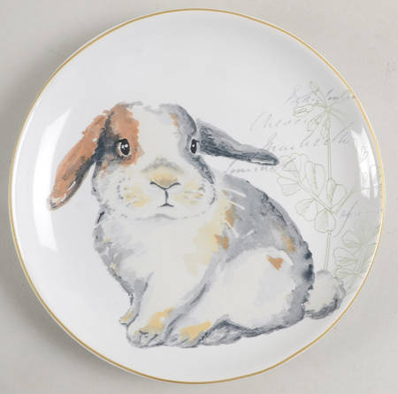 Elegant Gray Bunnies Salad/Dessert Plate