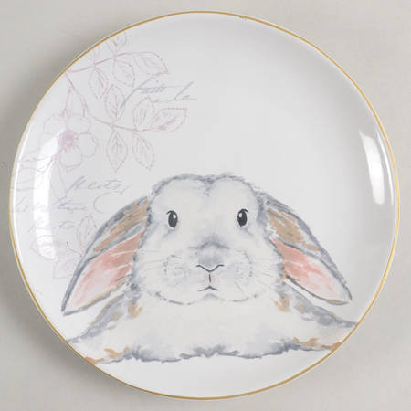 Elegant Gray Bunnies Salad/Dessert Plate