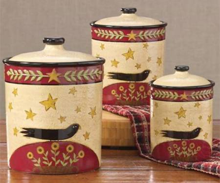 Folk Crow (3 Piece) Canister Set (Box Set)