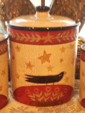 Folk Crow Large Canister & Lid