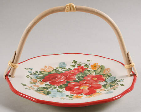 Rose Shadow 5 3/8"-5 5/8" Bamboo Handled Serving Plate  HC