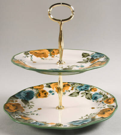 Rose Shadow 6 5/8"-10"  2 Tiered Serving Tray (Dp, Sp) HC