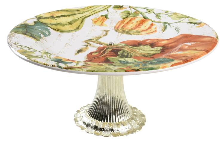 Pumpkin Patch Cake Stand with 4"-5" Metal Pedestal  Hc