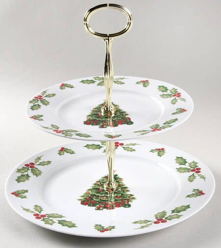 Christmas Day 6 5/8"-10"  2 Tiered Serving Tray (Dp, Sp) HC