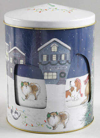 Park Avenue Puppies Christmas Tre Cookie Tin & Lid