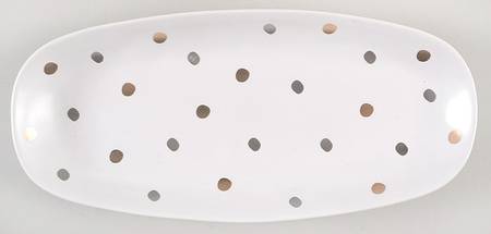 Gray and Gold Polka Dots 9" Oval Tray