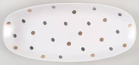 Gray and Gold Polka Dots 12" Oval Tray