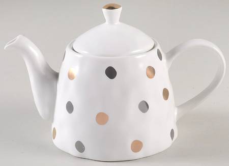 Gray and Gold Polka Dots Teapot & Lid
