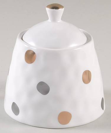 Gray and Gold Polka Dots Sugar Bowl & Lid