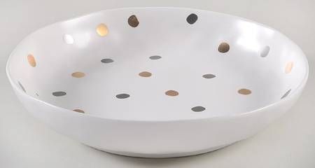 Gray and Gold Polka Dots Individual Dinner Bowl