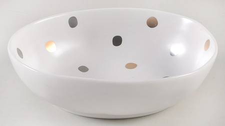 Gray and Gold Polka Dots 5" Oval All Purpose Bowl