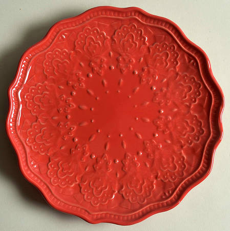 Farmhouse Lace Red Salad Plate