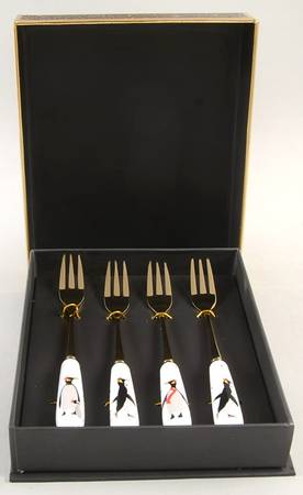 Penguins Individual Pastry Fork - Set of 4 Motifs