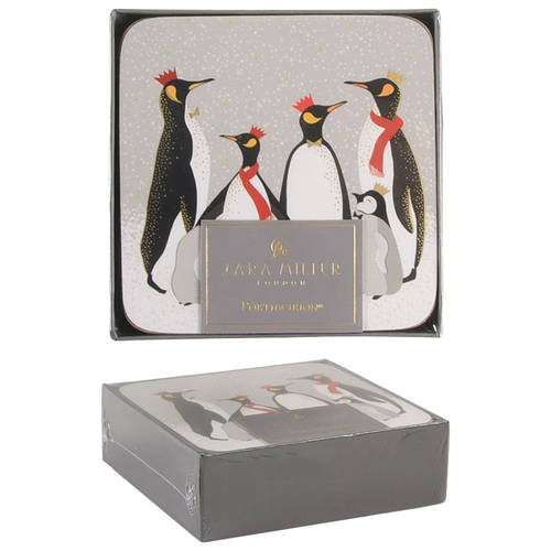 Penguins Square Corkback Coaster - Set of 6