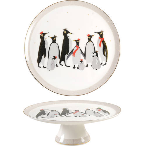 Penguins 10" Diameter Pedestal Cake Stand