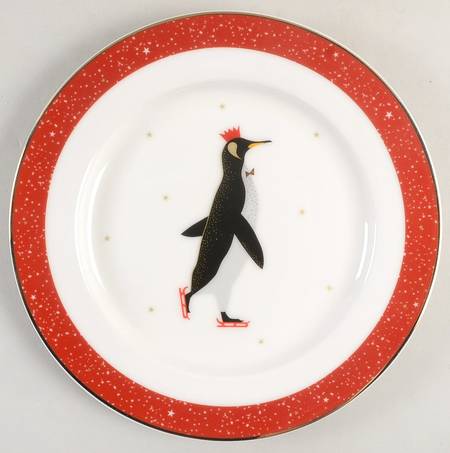 Red Penguins Salad/Dessert Plate