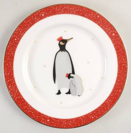 Red Penguins Salad/Dessert Plate