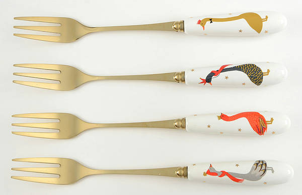 Geese Individual Pastry Fork - Set of 4 Motifs