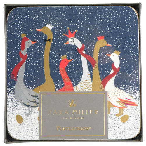 Geese Square Corkback Coaster - Set of 6