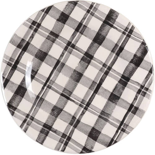 Watercolor Black Plaid (Bradford Black Plaid) Salad Plate