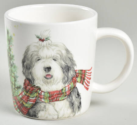 Christmas Sheepdog with Scarf Mug