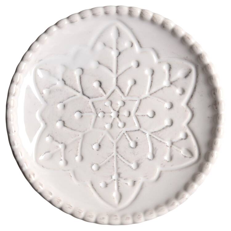 Snowflake White Embossed Appetizer Plate