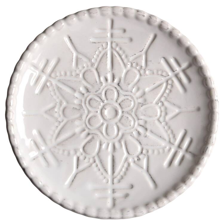 Snowflake White Embossed Appetizer Plate