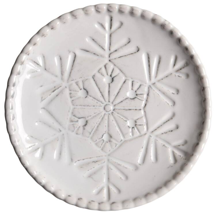 Snowflake White Embossed Appetizer Plate