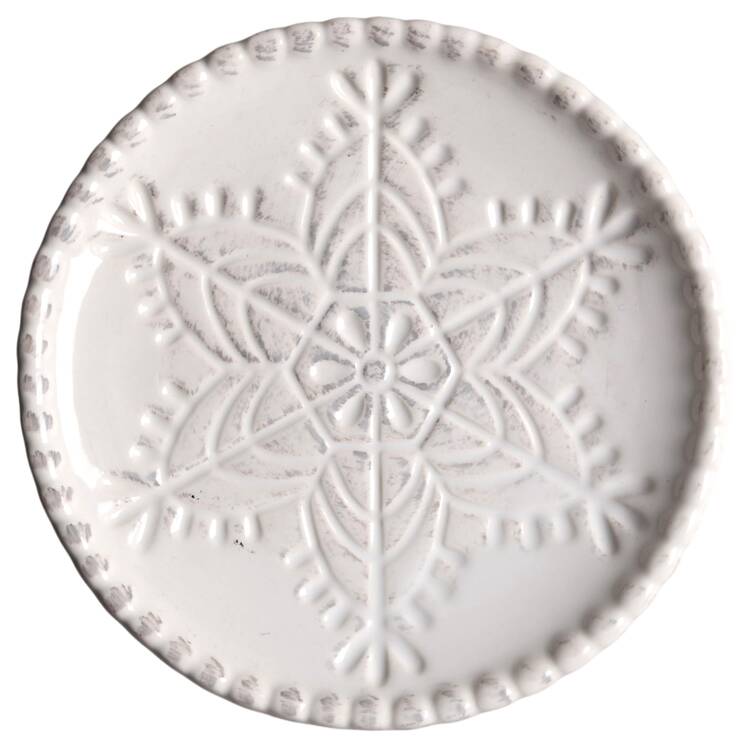 Snowflake White Embossed Appetizer Plate