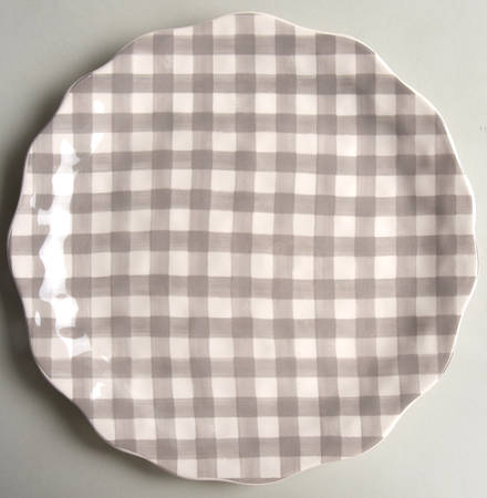 Linen Gray Check Dinner Plate