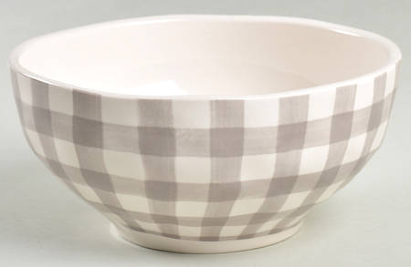 Linen Gray Check Soup/Cereal Bowl