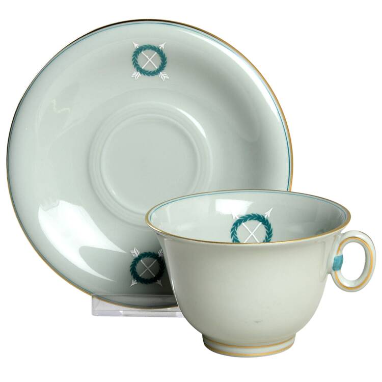 9127 Green Flat Cup & Saucer Set
