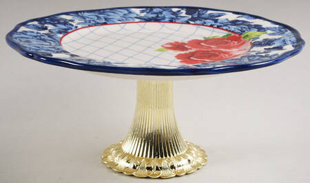 Heritage Floral Cake Stand with 4"-5" Metal Pedestal  Hc