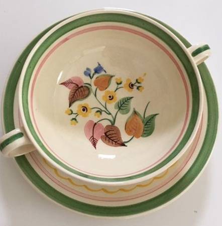 Amberone Footed Cream Soup Bowl & Saucer Set