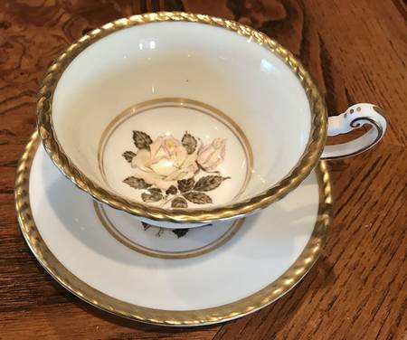 Melanie Rose Cream Footed Cup & Saucer Set