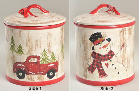 Country Snowman Medium Canister & Lid