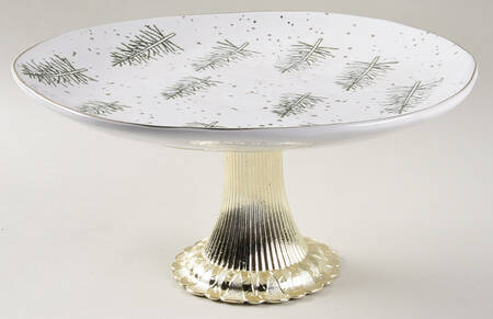 Gold Pine Tree Cake Stand with 4"-5" Metal Pedestal  Hc