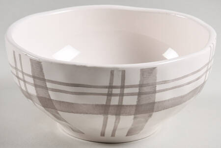 Linen Gray Plaid Soup/Cereal Bowl