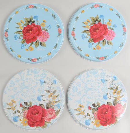 Sweet Rose (Set/4) Tin Stove Covers-2 8" & 2 10" Round Covers