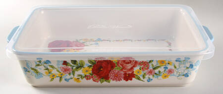 Sweet Rose 13" Rectangular Baker w/Plastic Lid