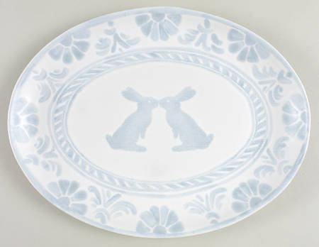 Chambray Tile 14" Oval Serving Platter