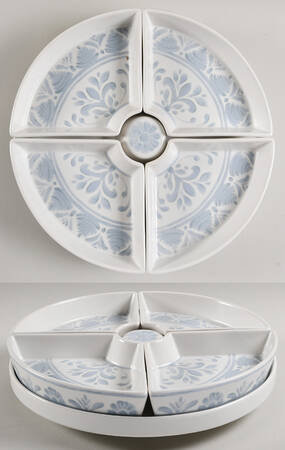 Chambray Tile 5 Piece Lazy Susan (4 side sections & 1 center)
