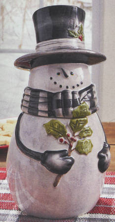 Sketchbook Snowman Figural Cookie Jar & Lid