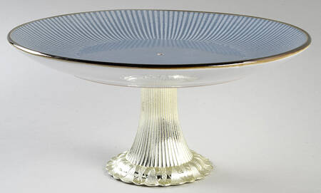 Arlie Blue Cake Stand with 4"-5" Metal Pedestal  Hc