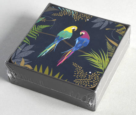 Parrot Square Corkback Coaster - Set of 6