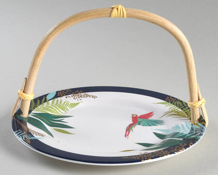 Parrot 5 3/8"-5 5/8" Bamboo Handled Serving Plate  HC